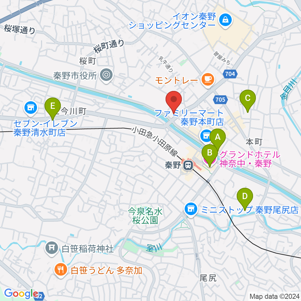 厚木楽器 アミ秦野周辺のホテル一覧地図