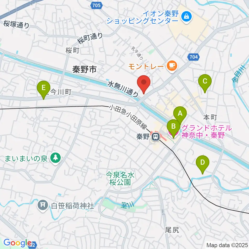 厚木楽器 アミ秦野周辺のホテル一覧地図