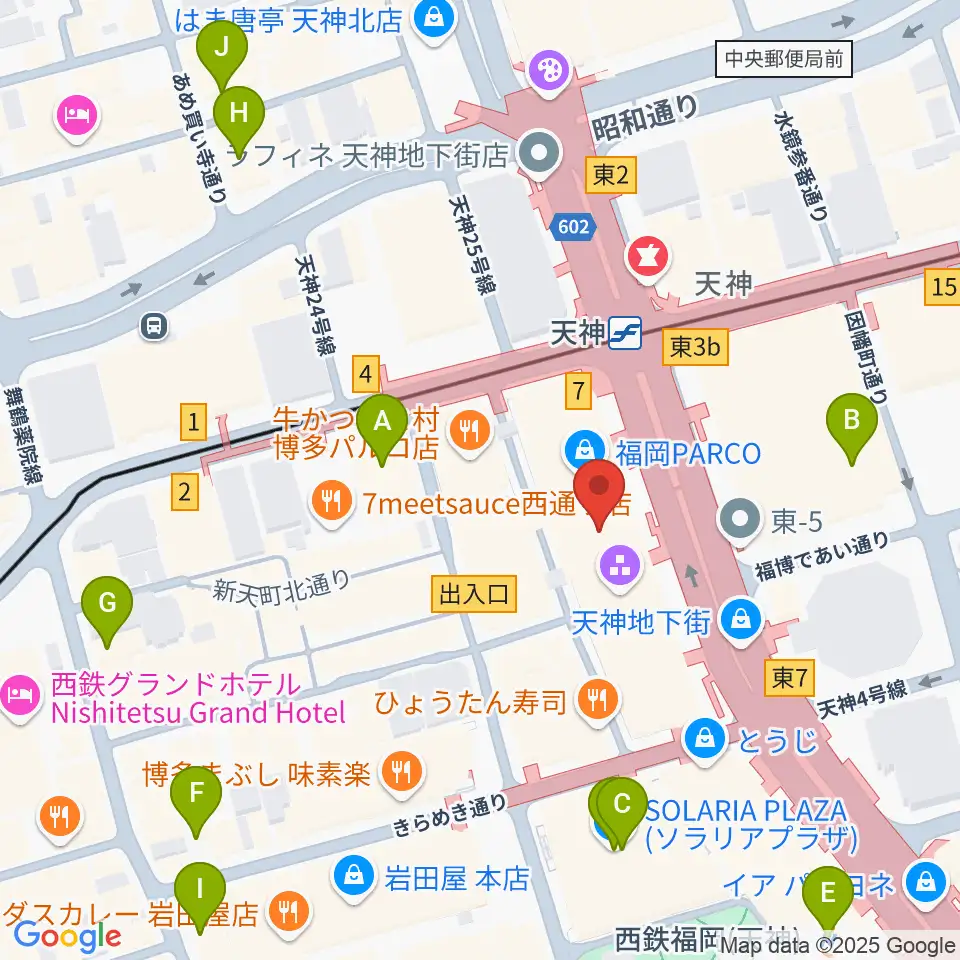 タワーレコード 福岡パルコ店周辺のホテル一覧地図