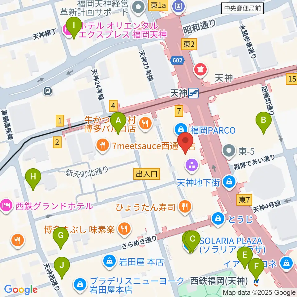 タワーレコード 福岡パルコ店周辺のホテル一覧地図