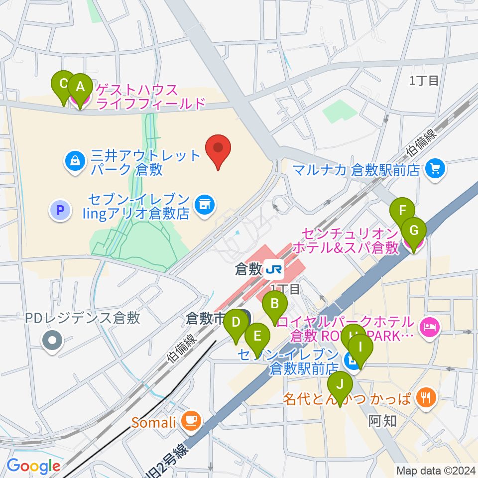 タワーレコード アリオ倉敷店周辺のホテル一覧地図