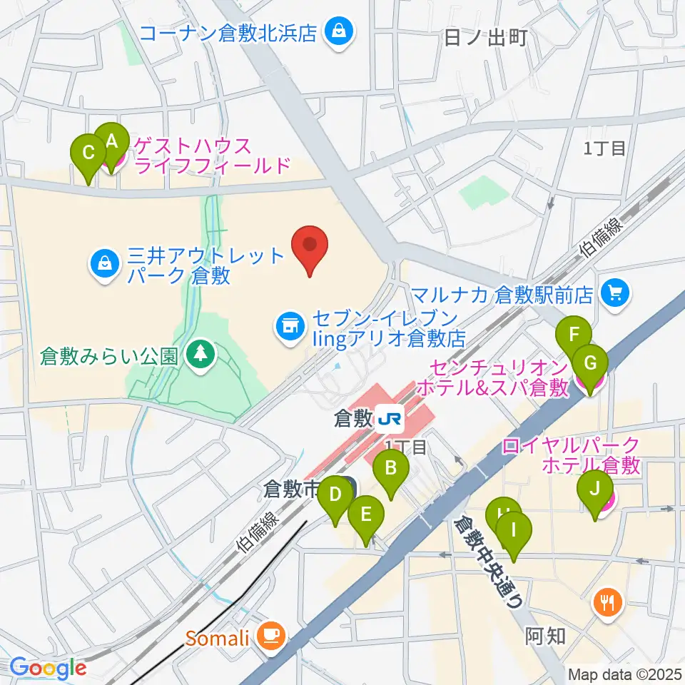 タワーレコード アリオ倉敷店周辺のホテル一覧地図