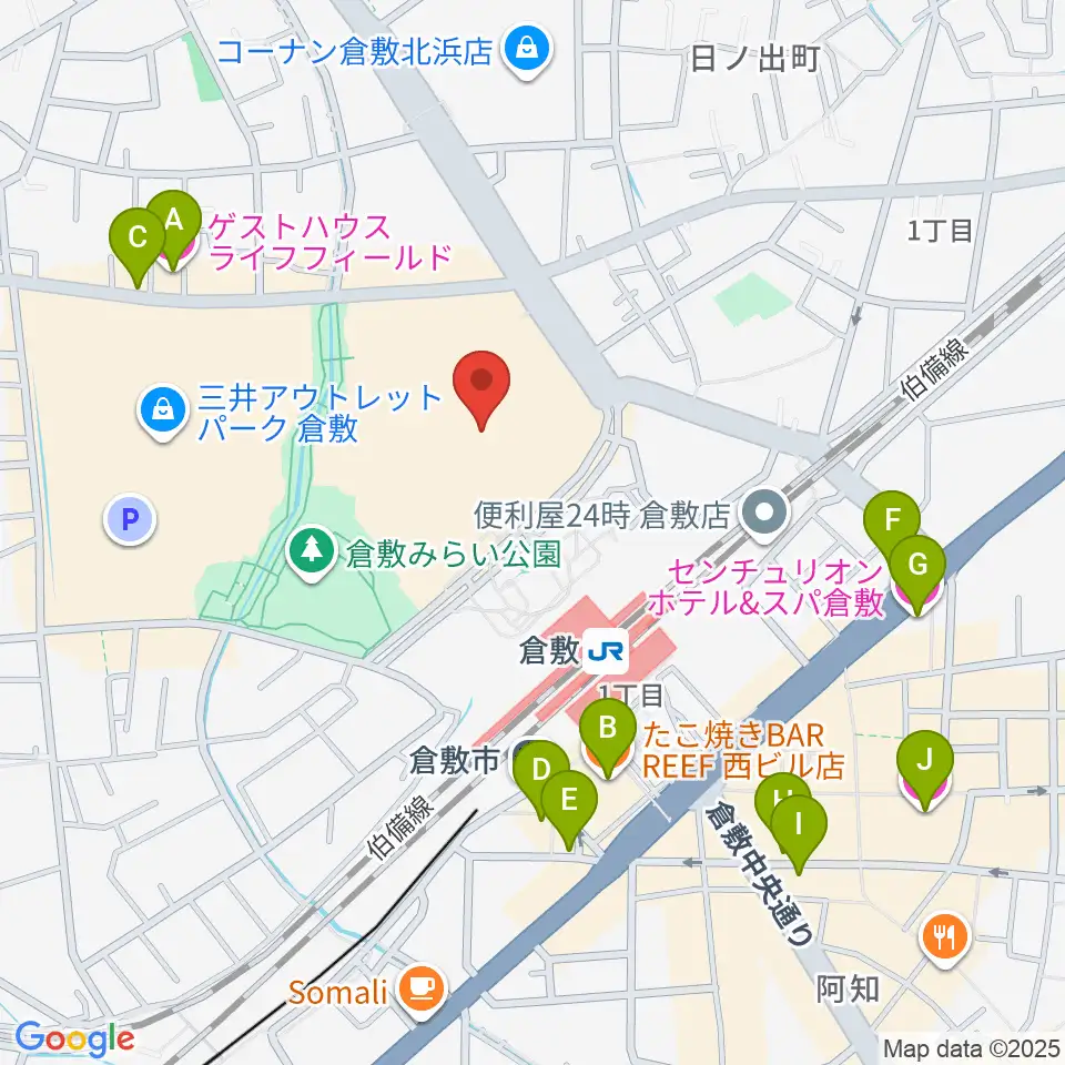 タワーレコード アリオ倉敷店周辺のホテル一覧地図