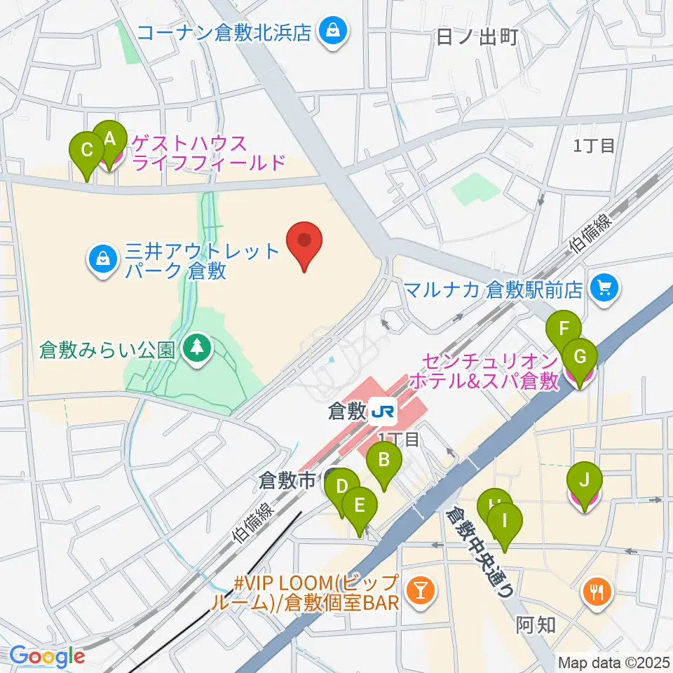 タワーレコード アリオ倉敷店周辺のホテル一覧地図
