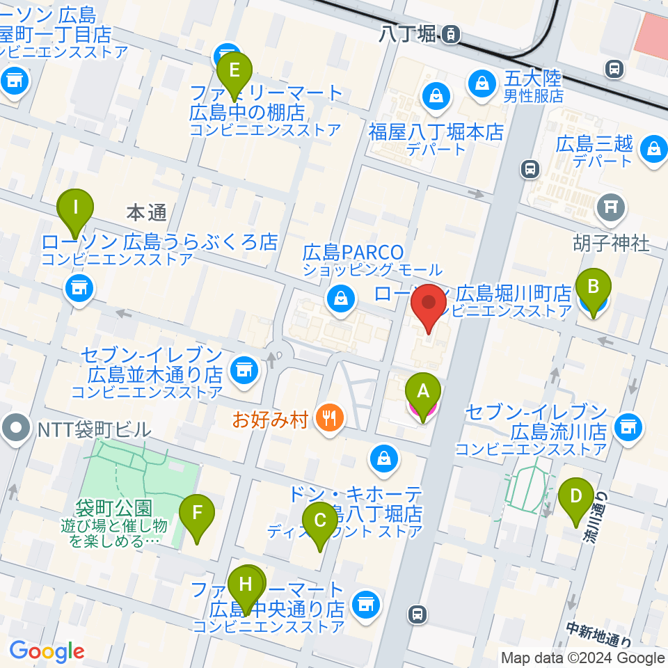 タワーレコード 広島店周辺のホテル一覧地図