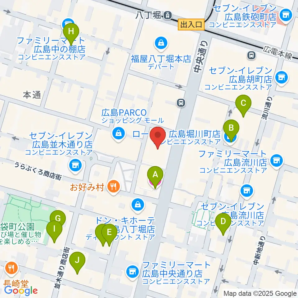 タワーレコード 広島店周辺のホテル一覧地図