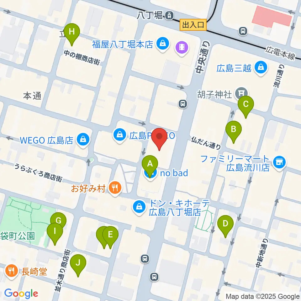 タワーレコード 広島店周辺のホテル一覧地図