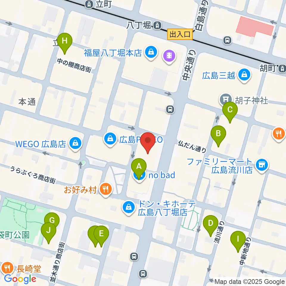 タワーレコード 広島店周辺のホテル一覧地図