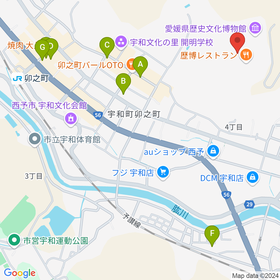 愛媛県歴史文化博物館周辺のホテル一覧地図