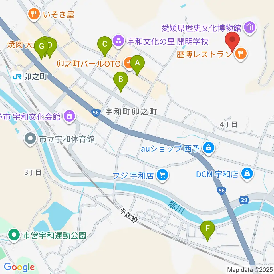 愛媛県歴史文化博物館周辺のホテル一覧地図