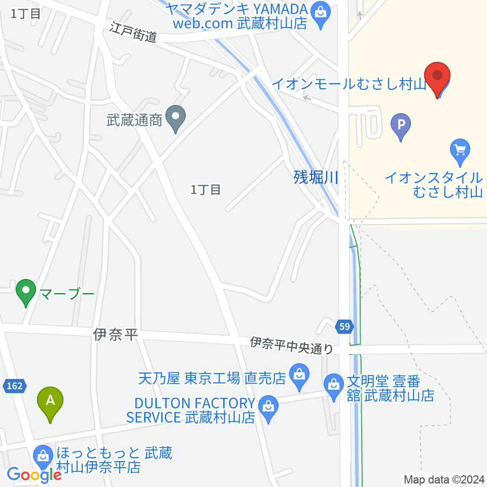 JEUGIAカルチャーセンター イオンモールむさし村山周辺のホテル一覧地図