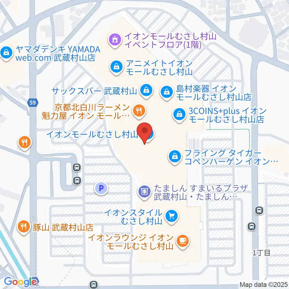 JEUGIAカルチャーセンター イオンモールむさし村山周辺のホテル一覧地図