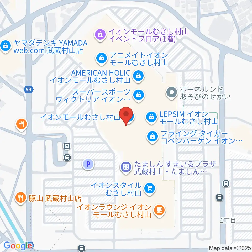 JEUGIAカルチャーセンター イオンモールむさし村山周辺のホテル一覧地図