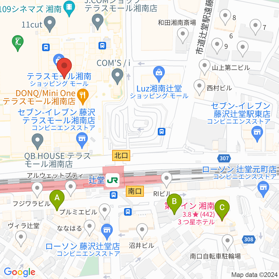 JEUGIAカルチャーセンター テラスモール湘南周辺のホテル一覧地図