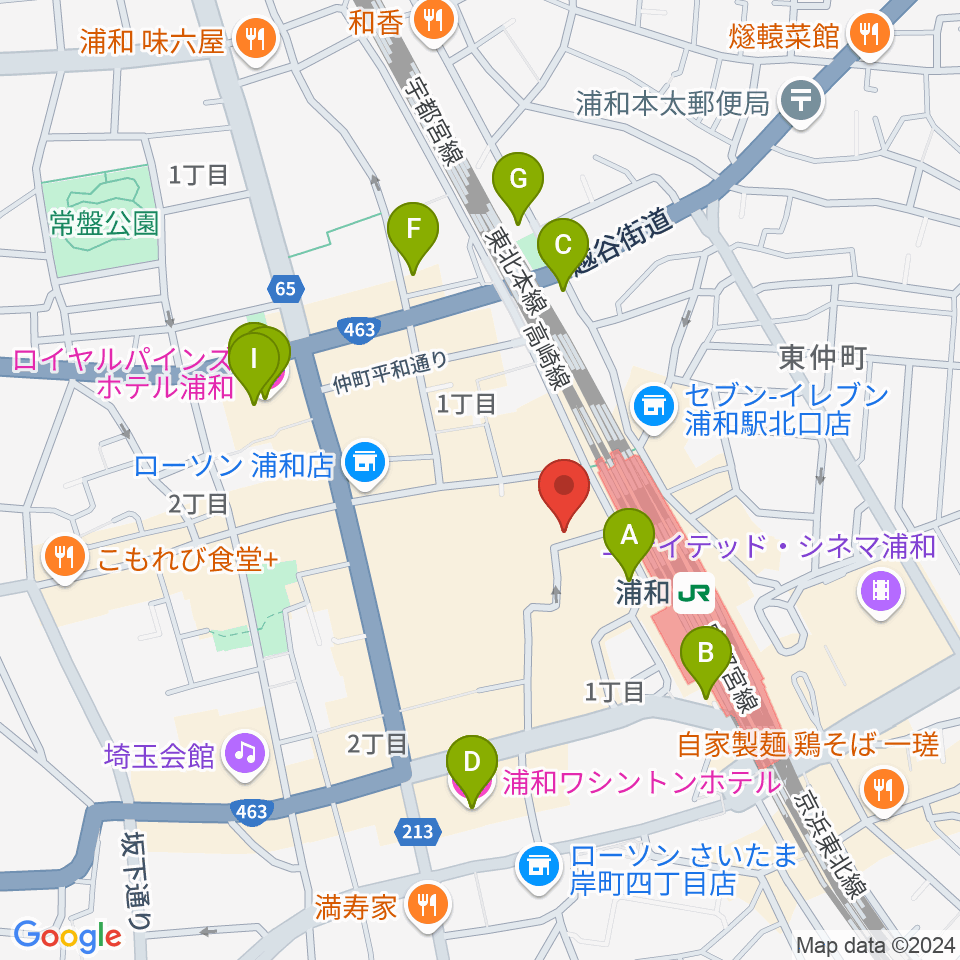 柏屋楽器 浦和ミュージックプラザ周辺のホテル一覧地図