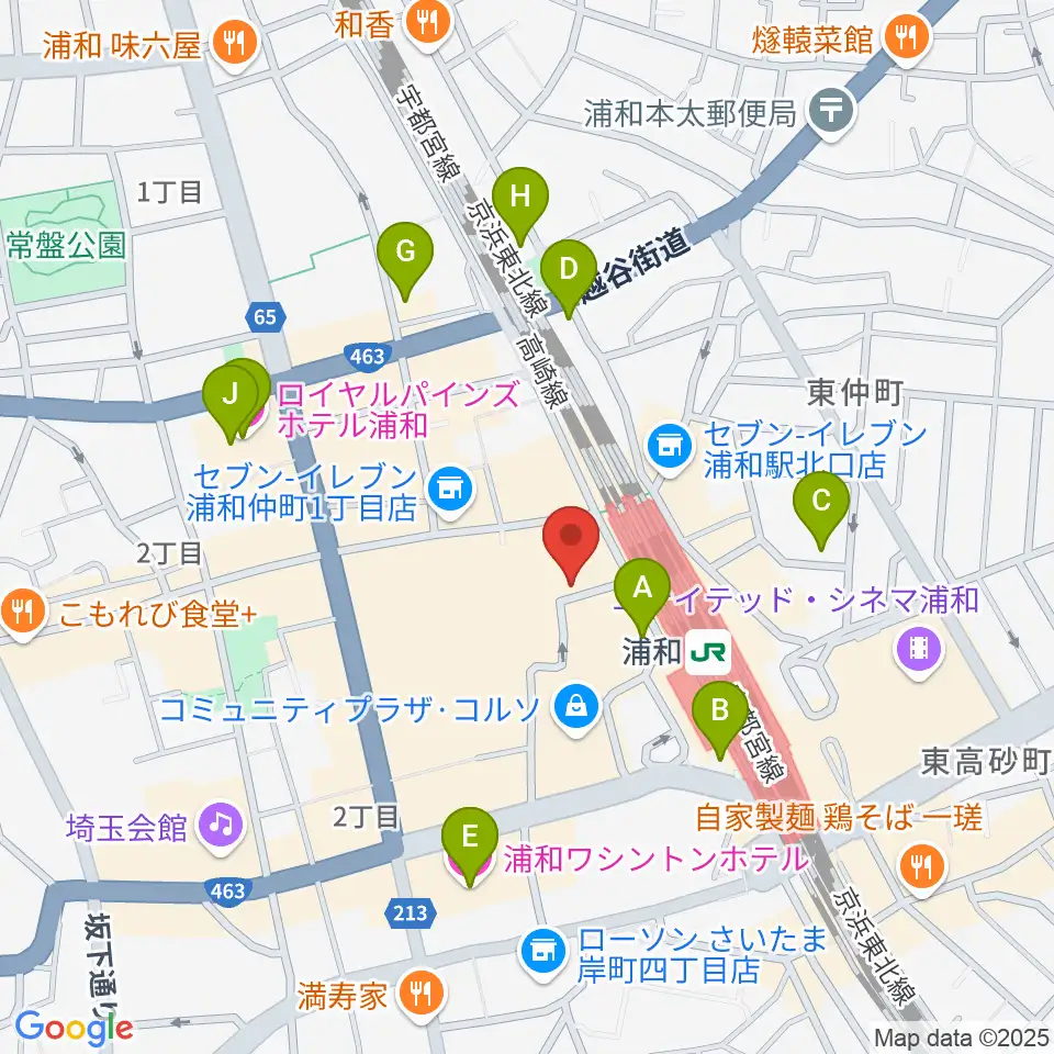 柏屋楽器本店 浦和ミュージックプラザ周辺のホテル一覧地図