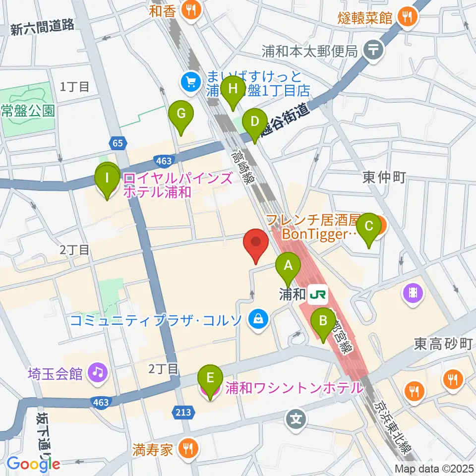 柏屋楽器本店 浦和ミュージックプラザ周辺のホテル一覧地図