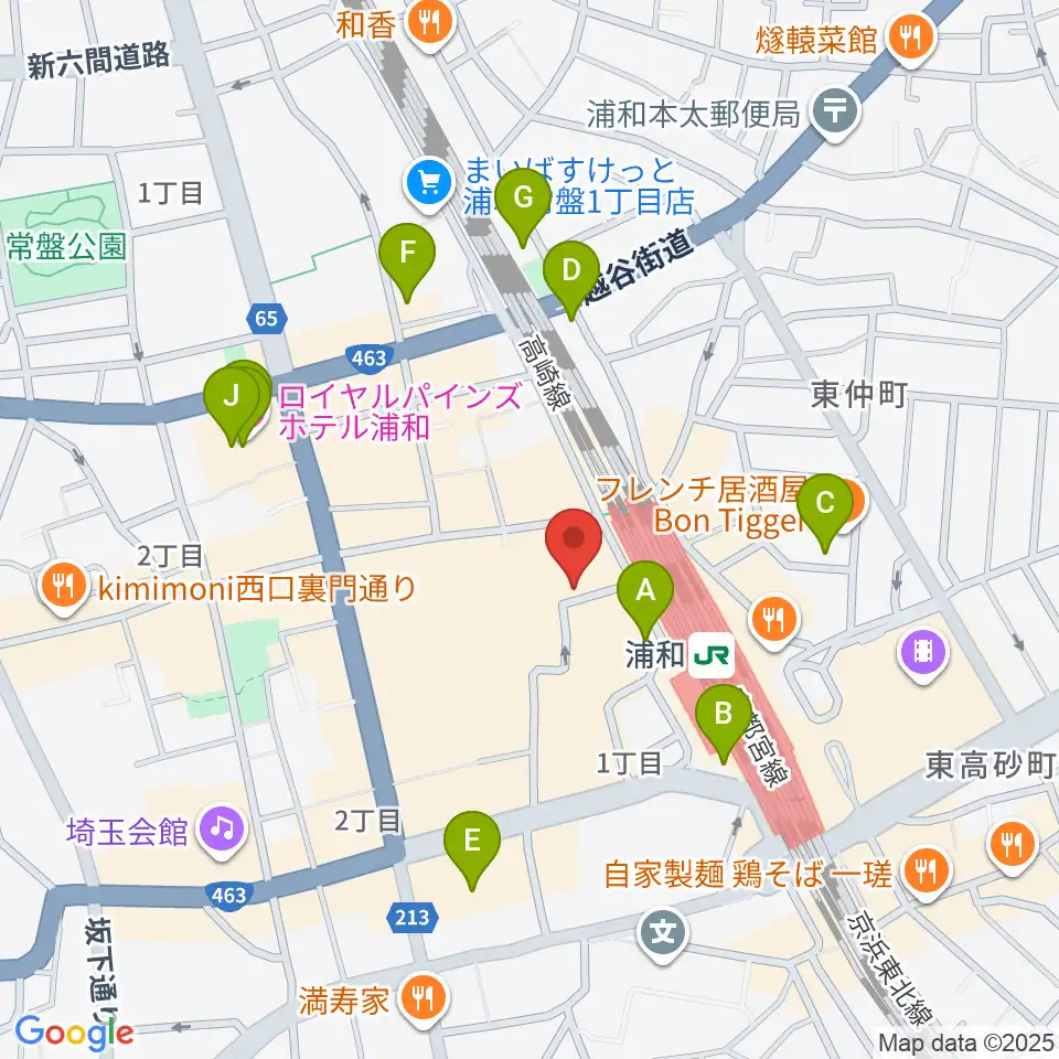 柏屋楽器本店 浦和ミュージックプラザ周辺のホテル一覧地図