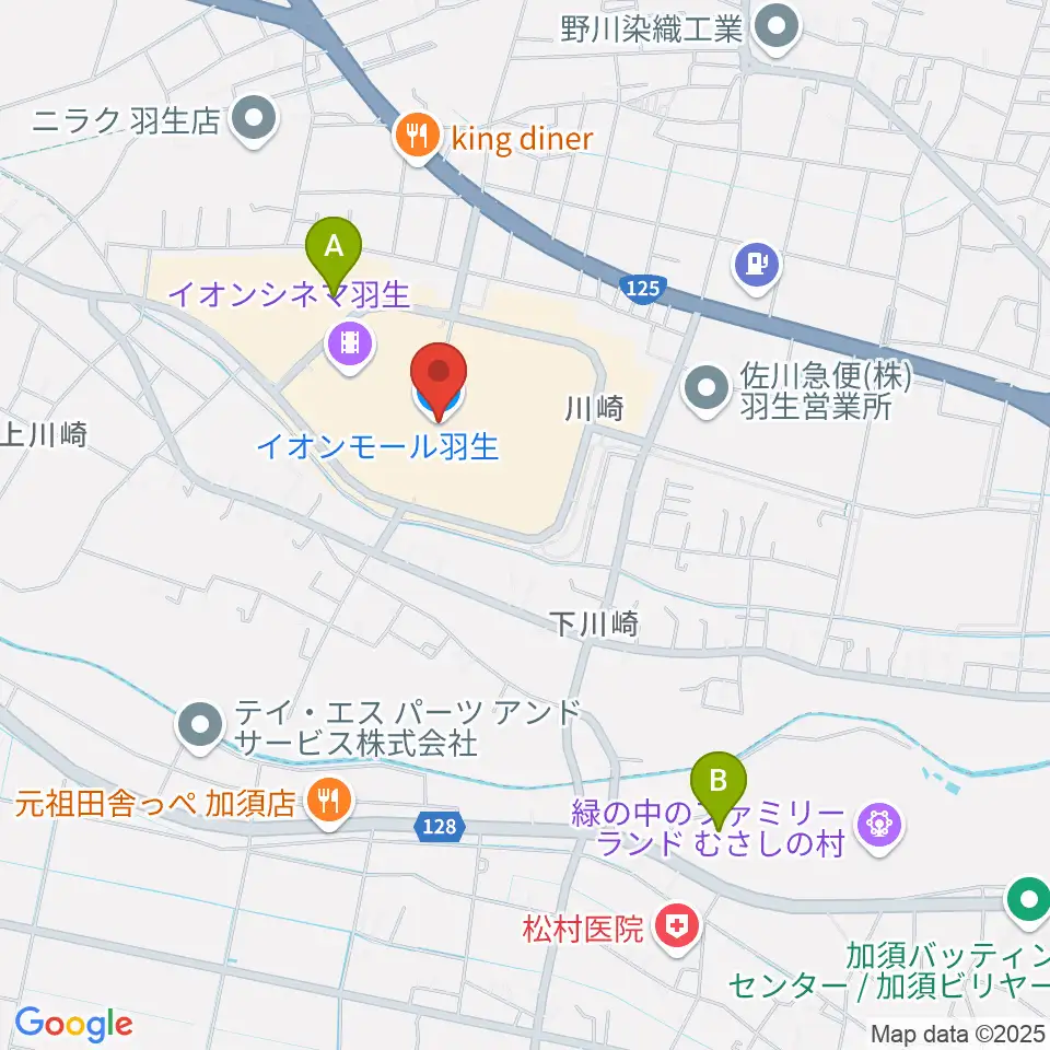 JEUGIAカルチャーセンター イオンモール羽生周辺のホテル一覧地図