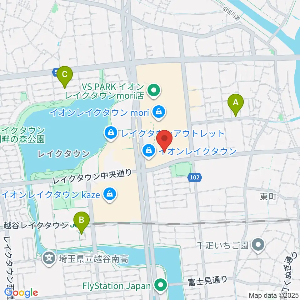 JEUGIAカルチャーセンター イオンレイクタウン周辺のホテル一覧地図