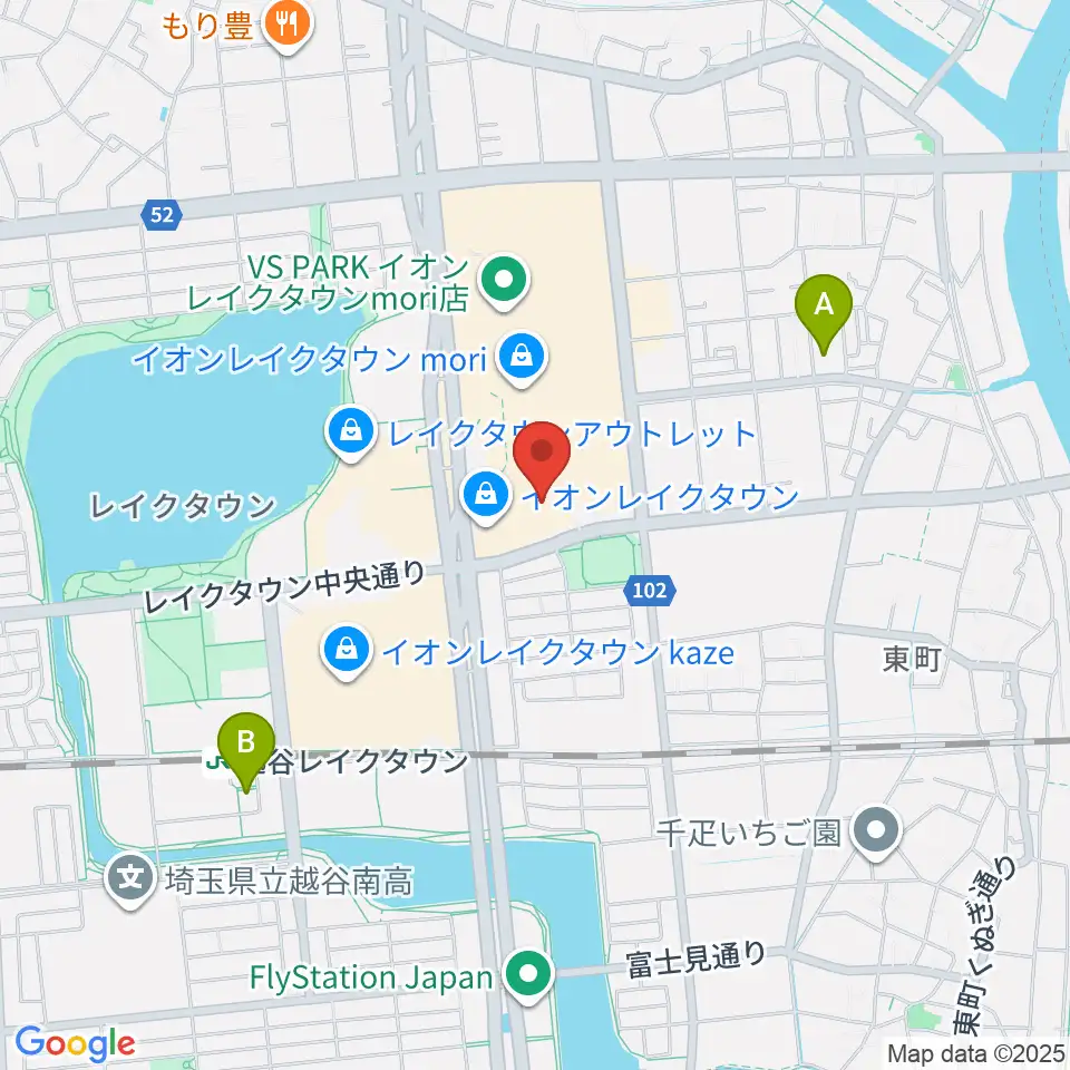 JEUGIAカルチャーセンター イオンレイクタウン周辺のホテル一覧地図