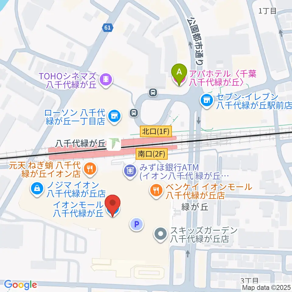 JEUGIAカルチャーセンター イオンモール八千代緑が丘周辺のホテル一覧地図