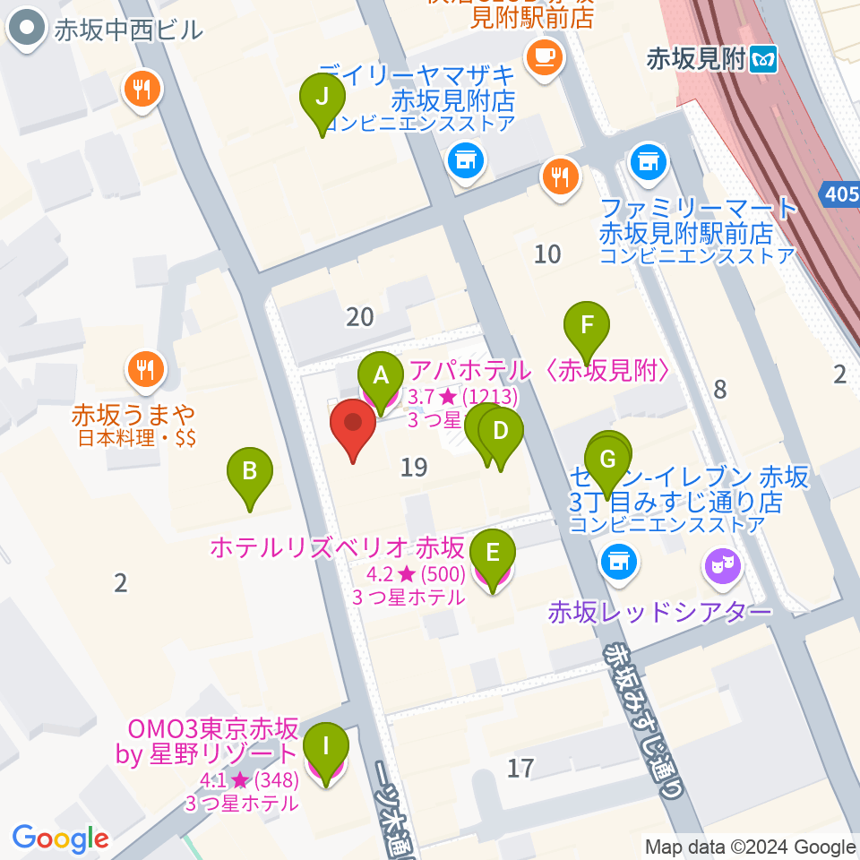 赤坂カーサクラシカ周辺のホテル一覧地図