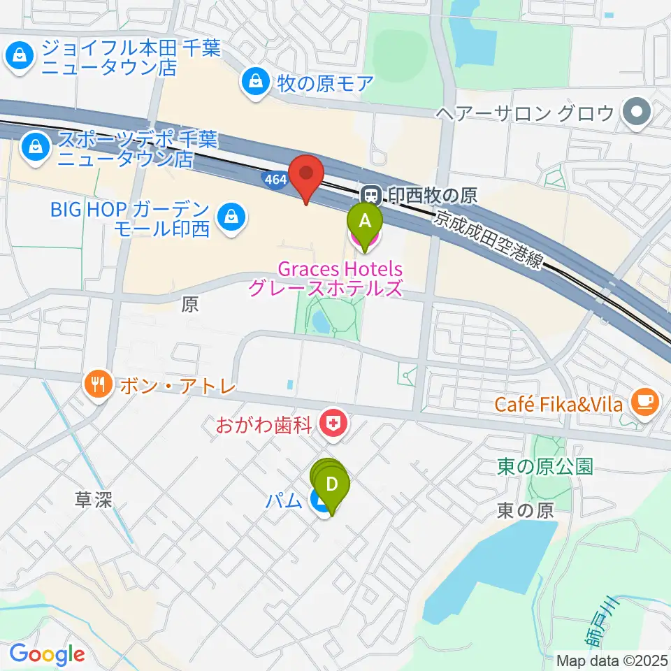 JEUGIAカルチャーセンター BIGHOP印西周辺のホテル一覧地図