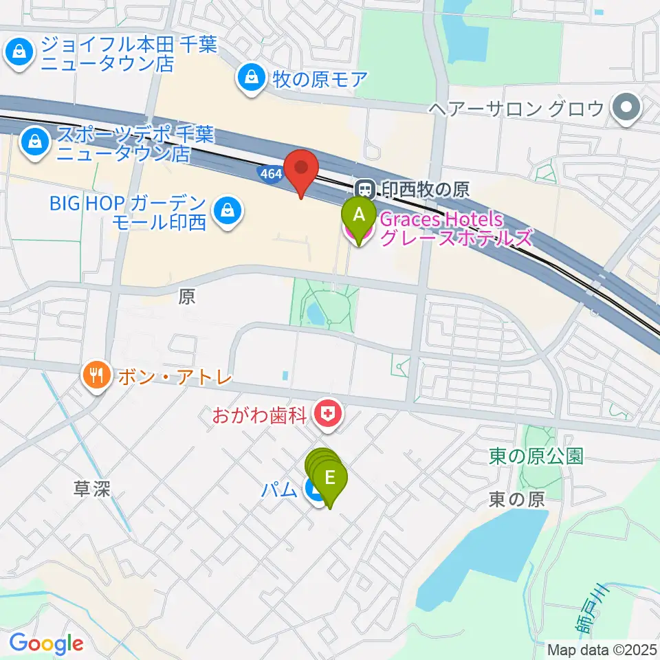 JEUGIAカルチャーセンター BIGHOP印西周辺のホテル一覧地図