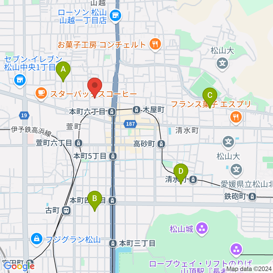 愛媛県男女共同参画センター周辺のホテル一覧地図