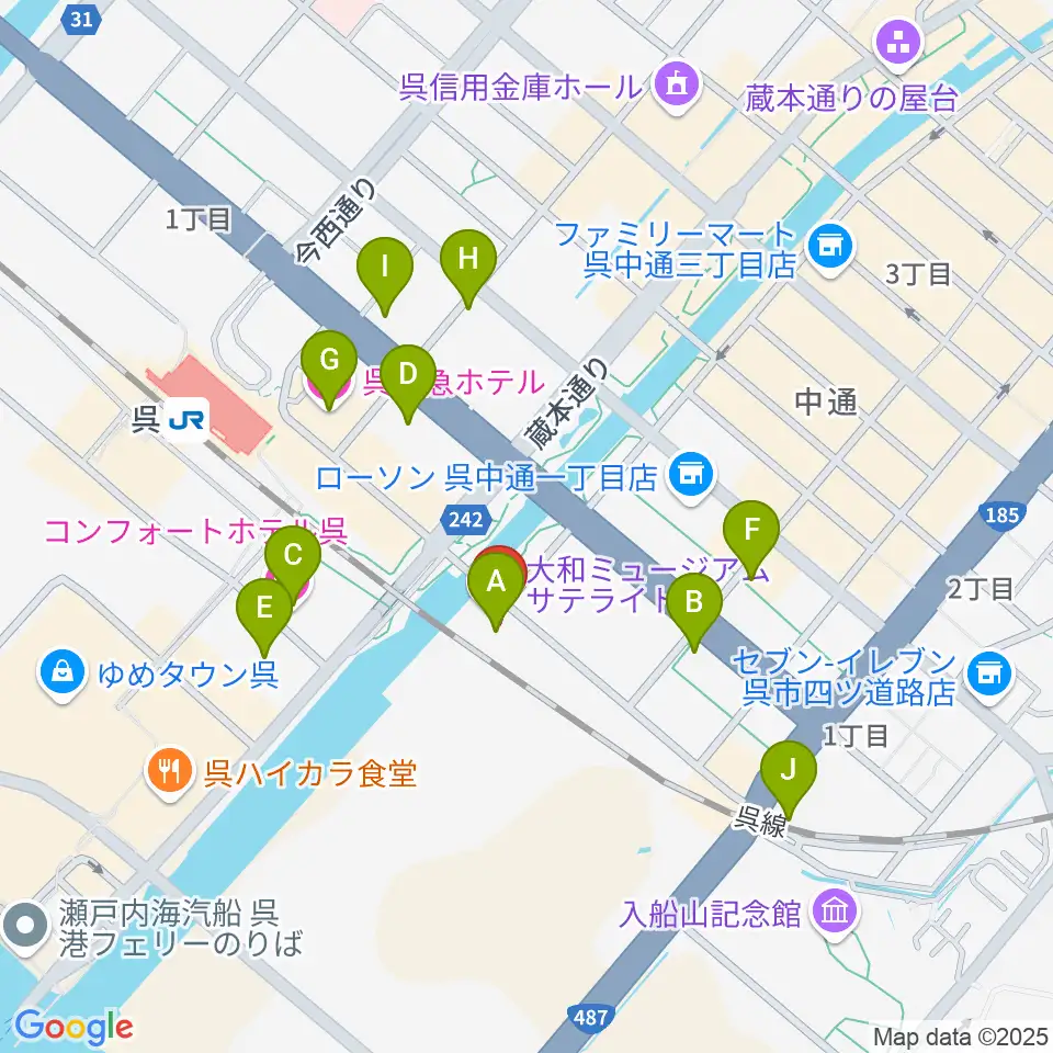 ビューポートくれ周辺のホテル一覧地図