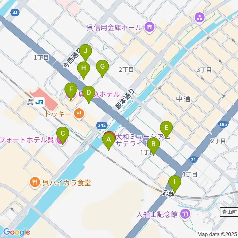 ビューポートくれ周辺のホテル一覧地図
