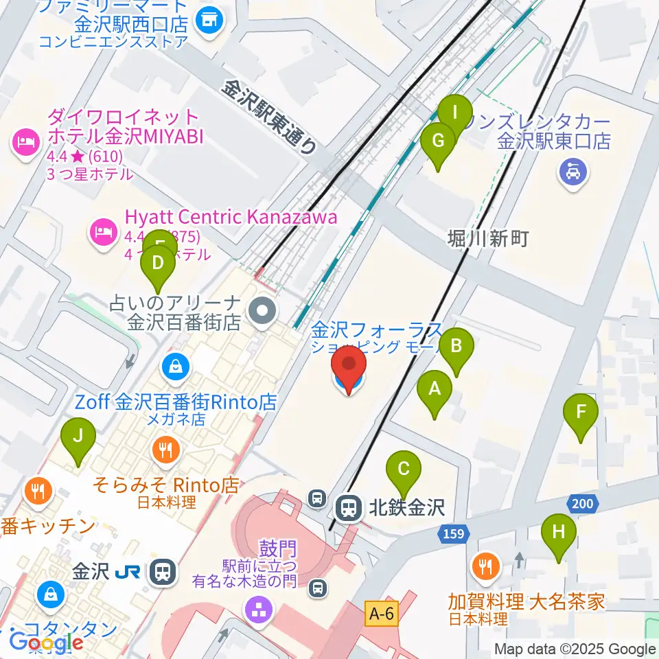 タワーレコード金沢フォーラス店周辺のホテル一覧地図