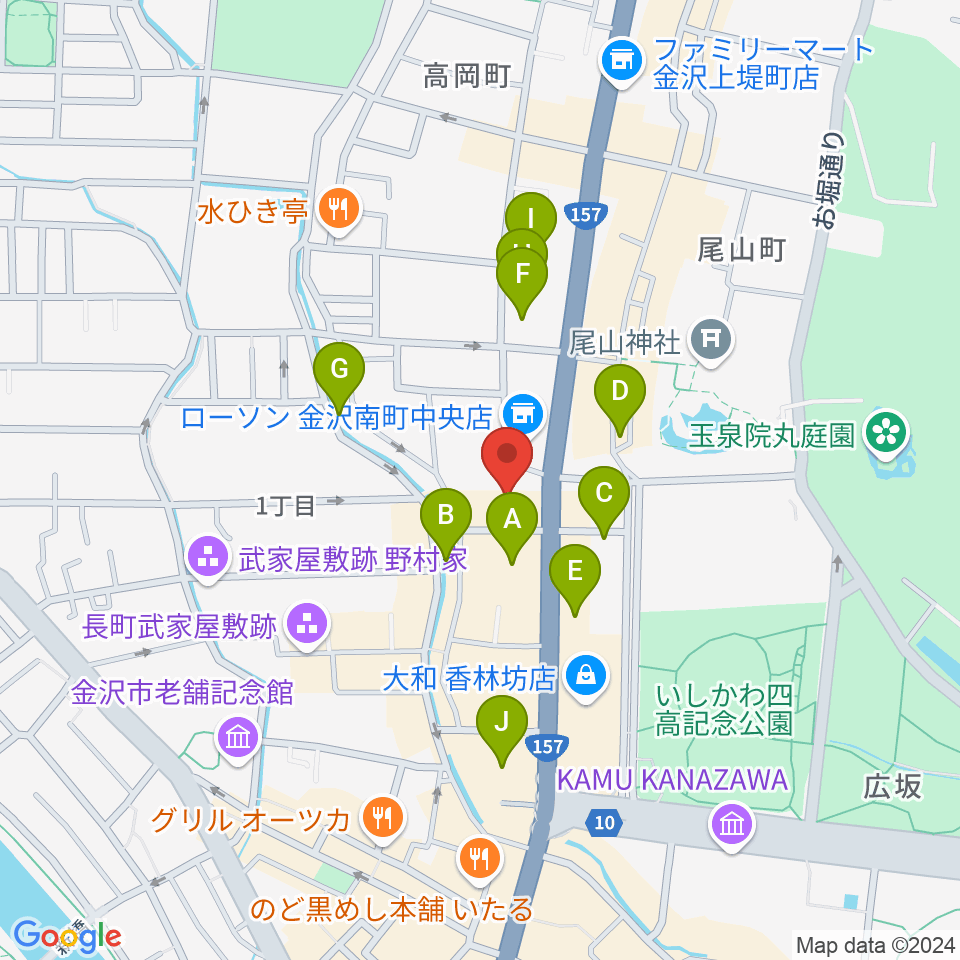 北國新聞文化センター 金沢本部教室周辺のホテル一覧地図