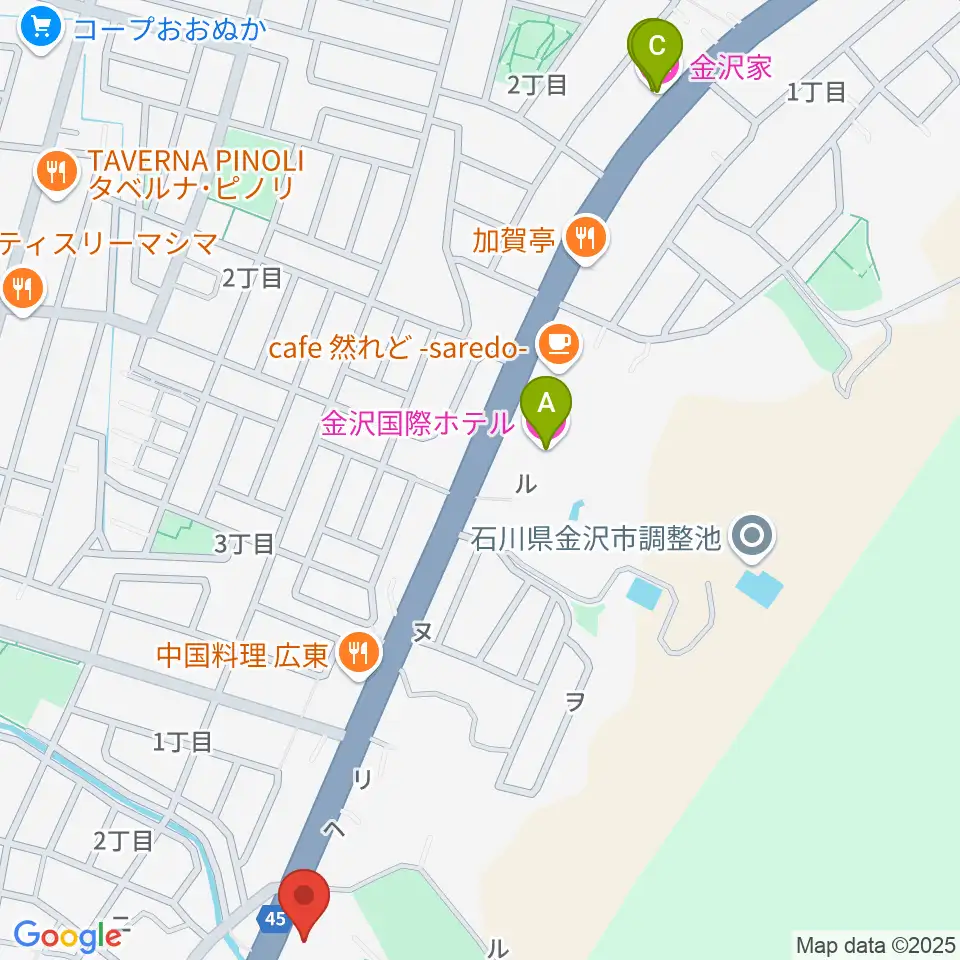 北國新聞文化センター 金沢南スタジオ周辺のホテル一覧地図