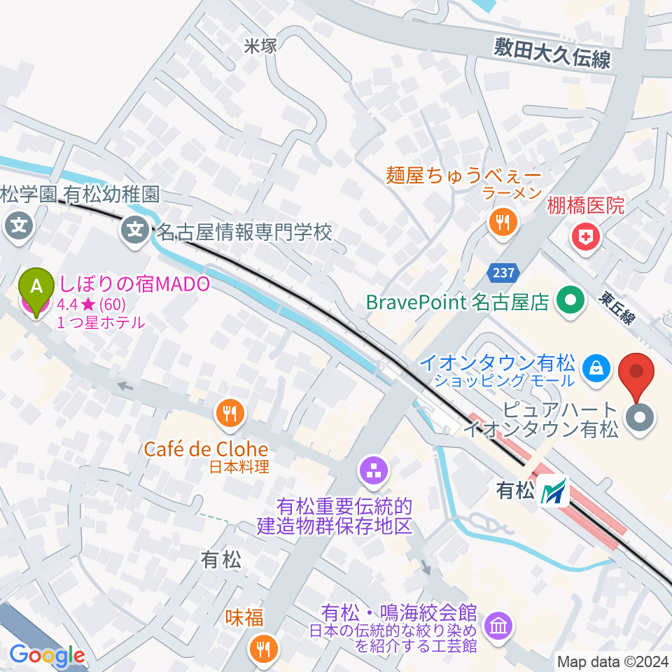 JEUGIAカルチャーセンター イオンタウン有松周辺のホテル一覧地図