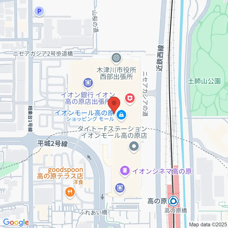 JEUGIAカルチャーセンター イオンモール高の原周辺のホテル一覧地図