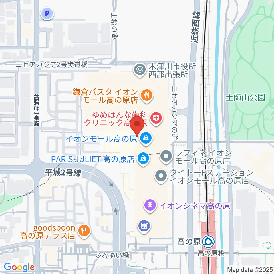 JEUGIAカルチャーセンター イオンモール高の原周辺のホテル一覧地図