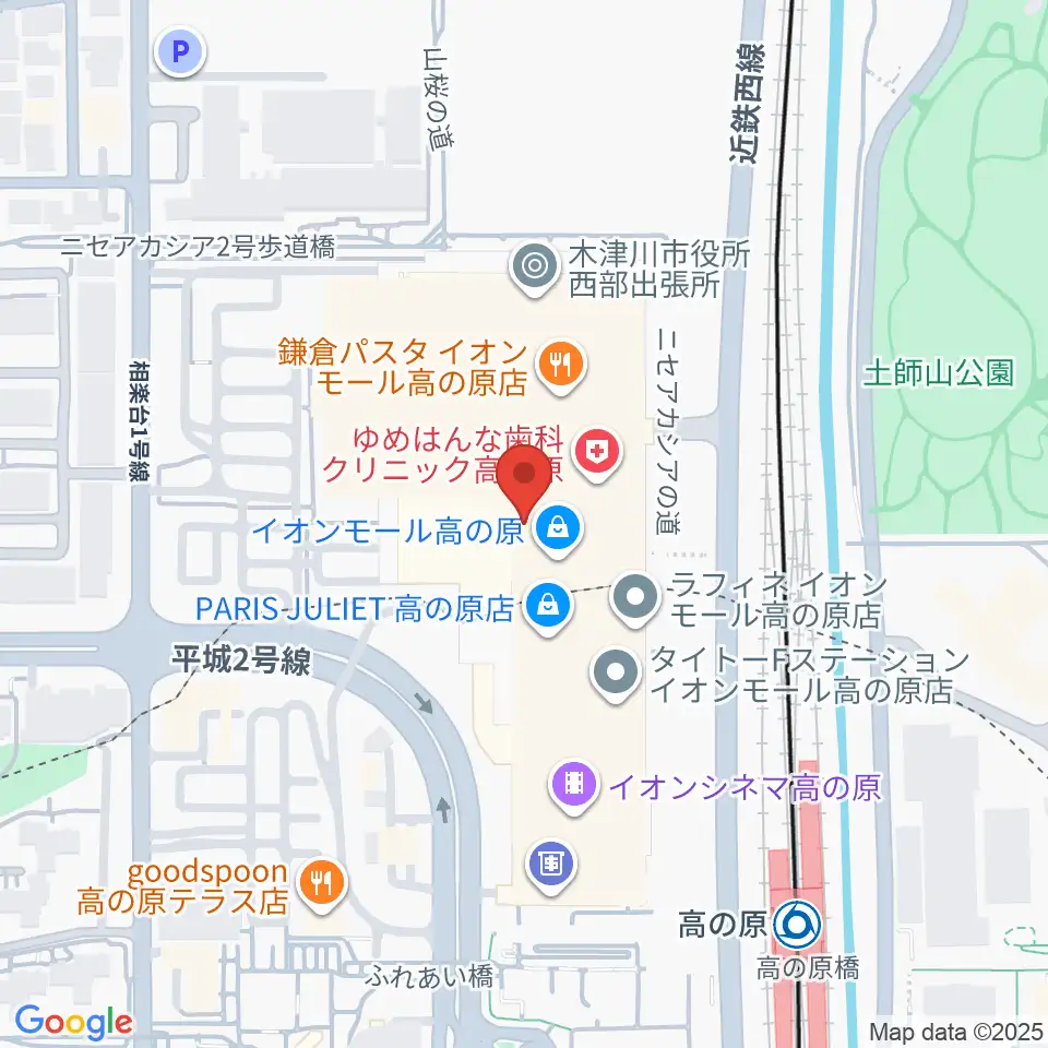 JEUGIAカルチャーセンター イオンモール高の原周辺のホテル一覧地図