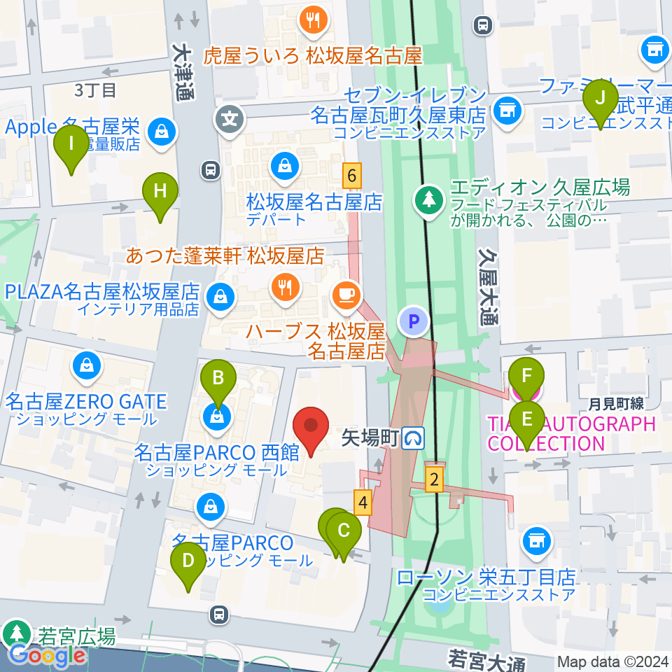 タワーレコード名古屋パルコ店周辺のホテル一覧地図