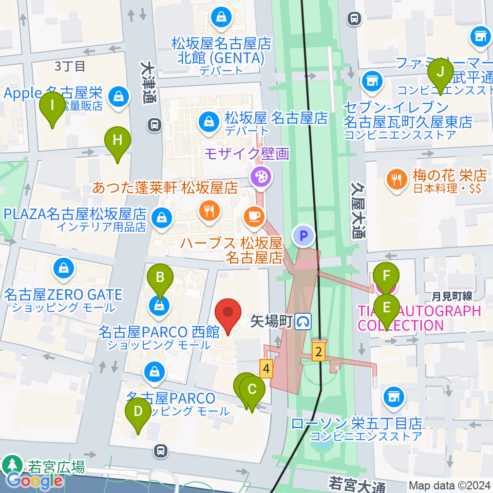 タワーレコード名古屋パルコ店周辺のホテル一覧地図