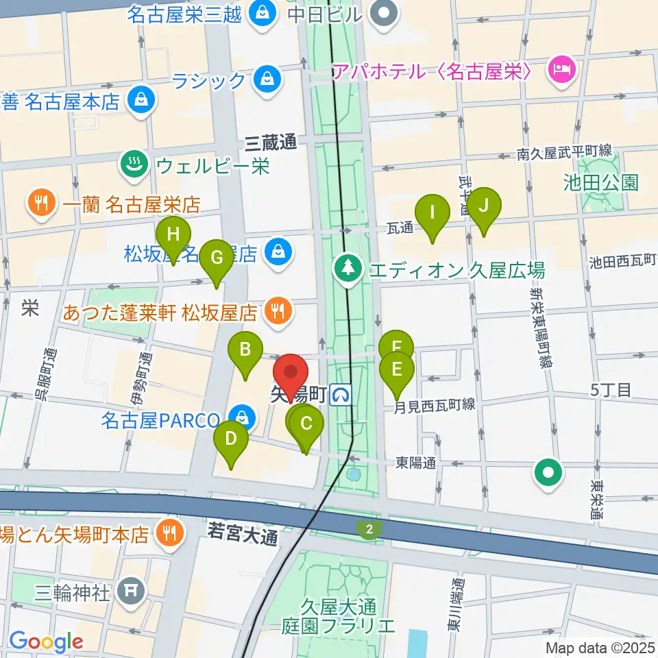 タワーレコード名古屋パルコ店周辺のホテル一覧地図