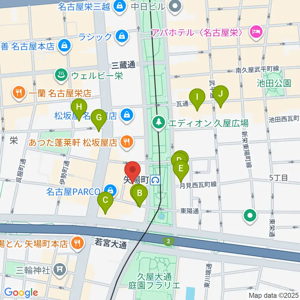 タワーレコード名古屋パルコ店周辺のホテル一覧地図