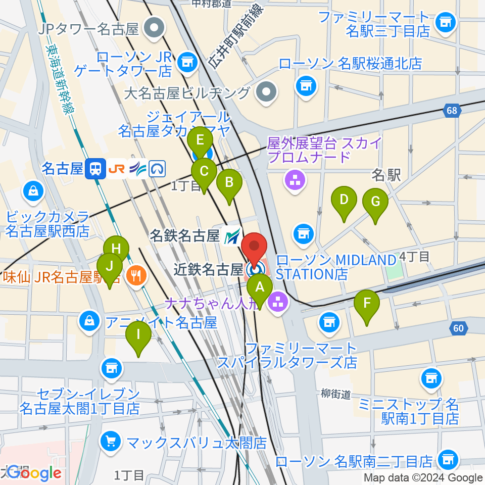 タワーレコード名古屋近鉄パッセ店周辺のホテル一覧地図