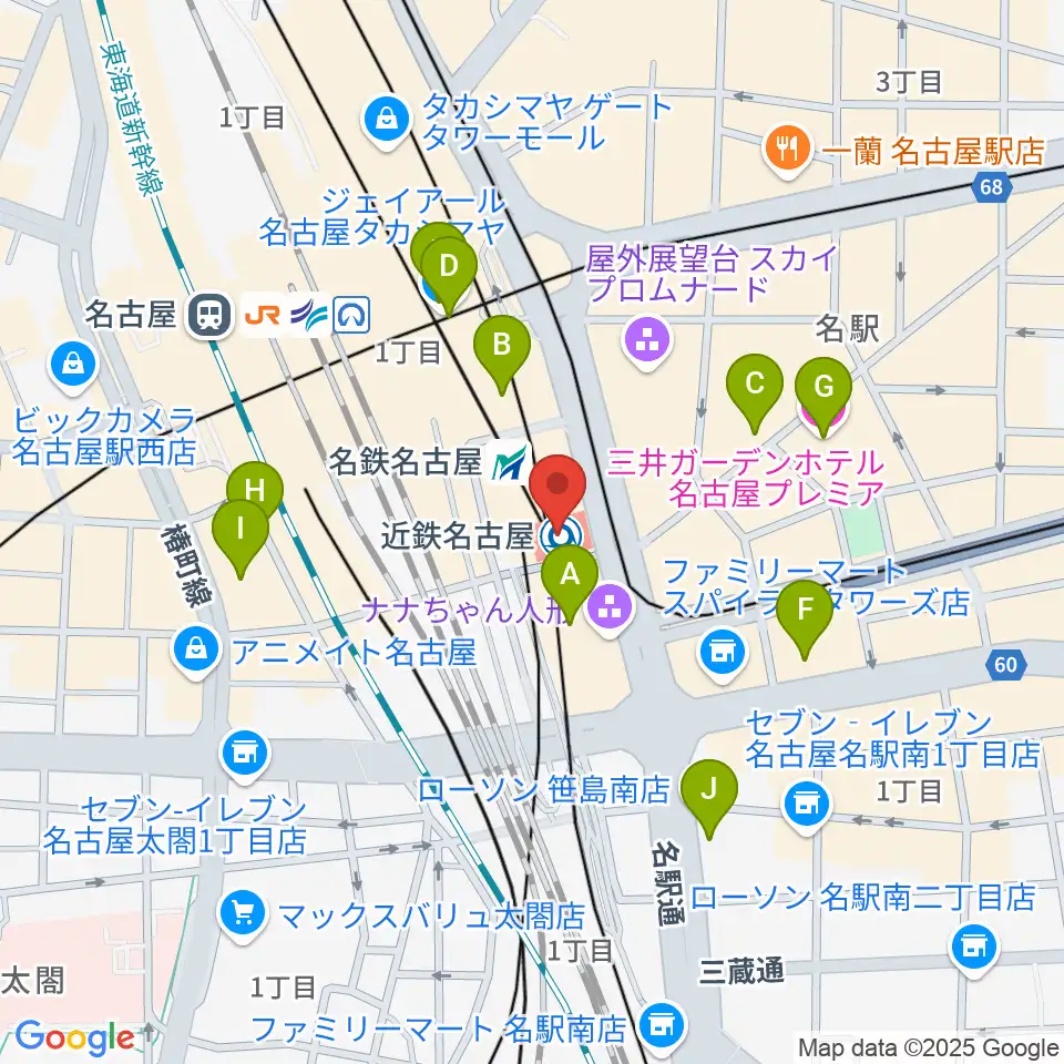 タワーレコード名古屋近鉄パッセ店周辺のホテル一覧地図
