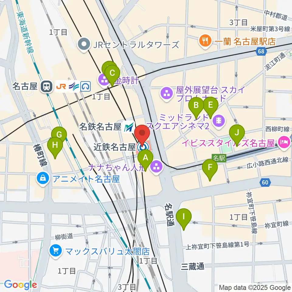 タワーレコード名古屋近鉄パッセ店周辺のホテル一覧地図