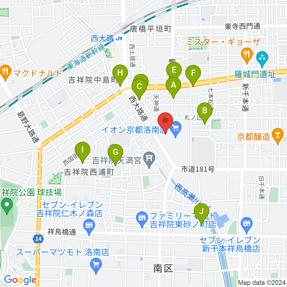 JEUGIAカルチャーセンター イオン洛南周辺のホテル一覧地図