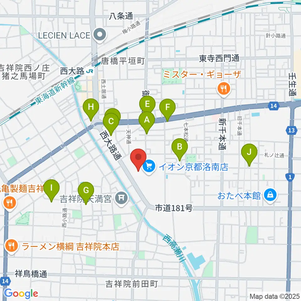 JEUGIAカルチャーセンター イオン洛南周辺のホテル一覧地図