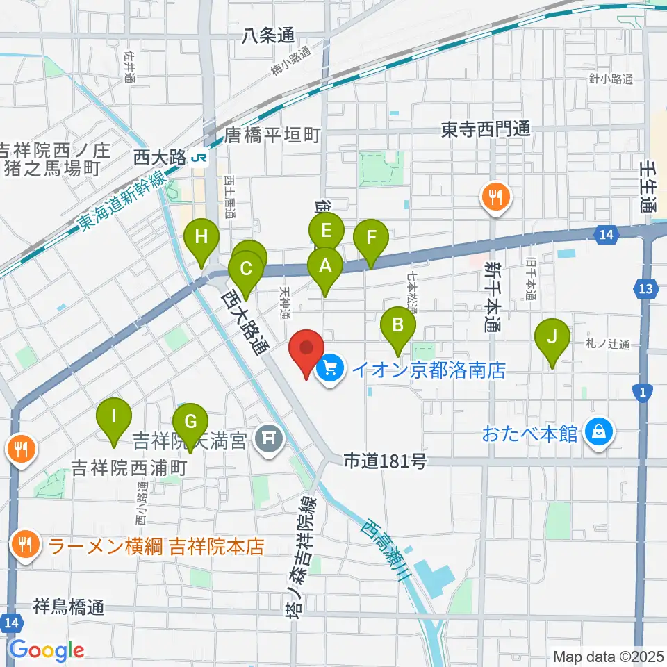 JEUGIAカルチャーセンター イオン洛南周辺のホテル一覧地図