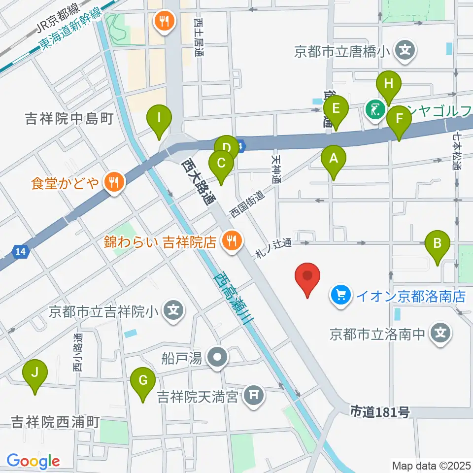 JEUGIAカルチャーセンター イオン洛南周辺のホテル一覧地図